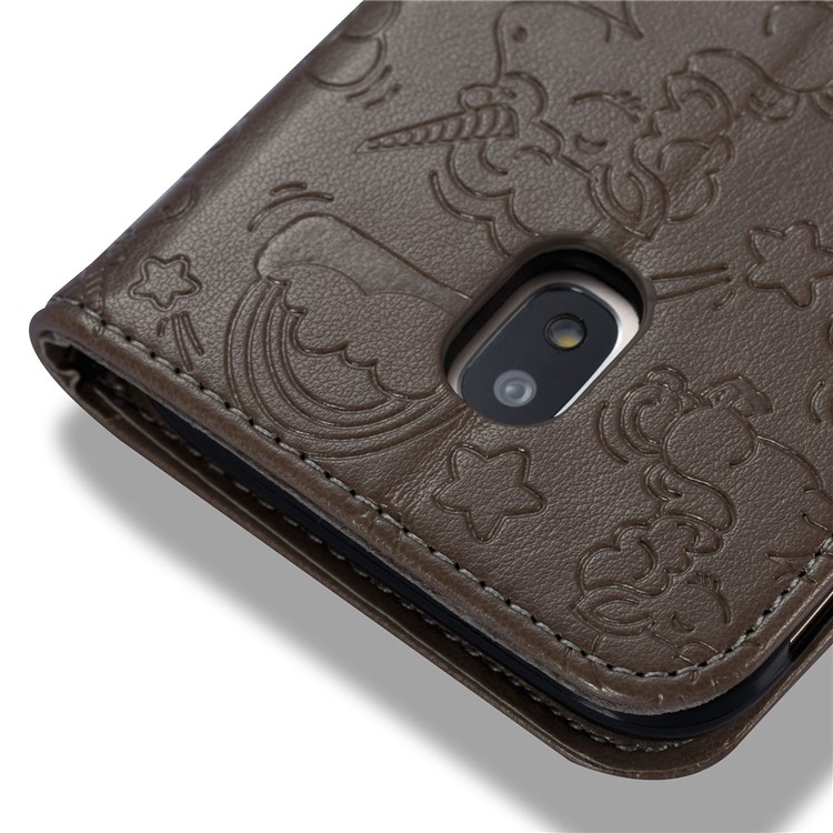Imprint Unicorn Cloud Wallet Leather Cover for Samsung Galaxy J3 (2017) EU Version / J3 Pro (2017) - Brown-8