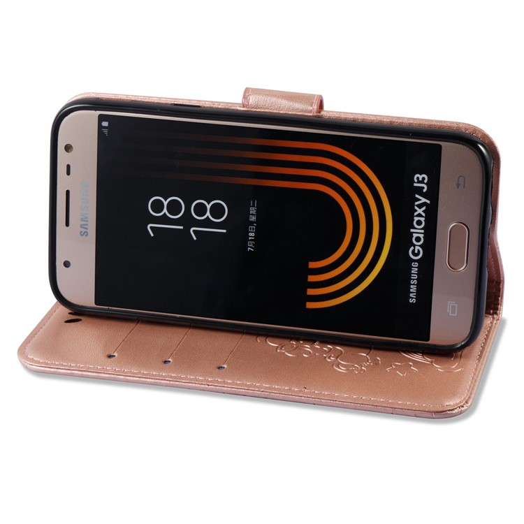 Imprint Unicorn Cloud Wallet Leather Shell for Samsung Galaxy J3 (2017) EU Version / J3 Pro (2017) - Rose Gold-10