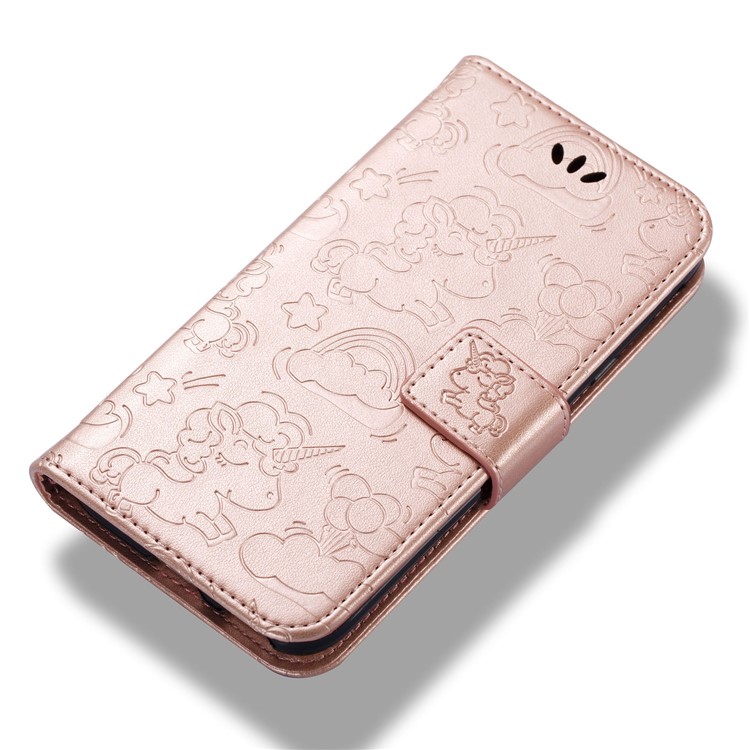 Imprint Unicorn Cloud Wallet Leather Shell for Samsung Galaxy J3 (2017) EU Version / J3 Pro (2017) - Rose Gold-11