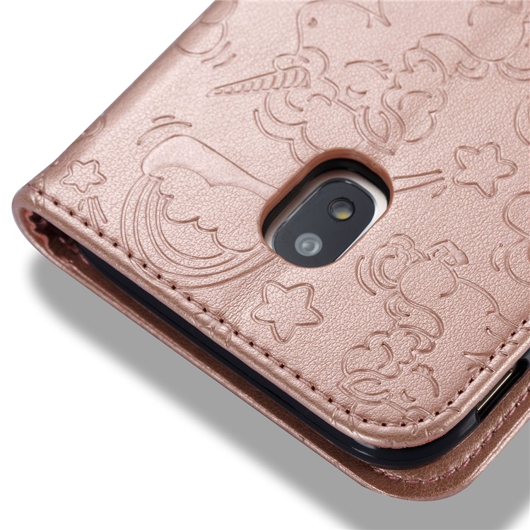 Imprint Unicorn Cloud Wallet Leather Shell for Samsung Galaxy J3 (2017) EU Version / J3 Pro (2017) - Rose Gold-12