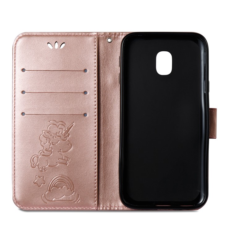 Imprint Unicorn Cloud Wallet Leather Shell for Samsung Galaxy J3 (2017) EU Version / J3 Pro (2017) - Rose Gold-13