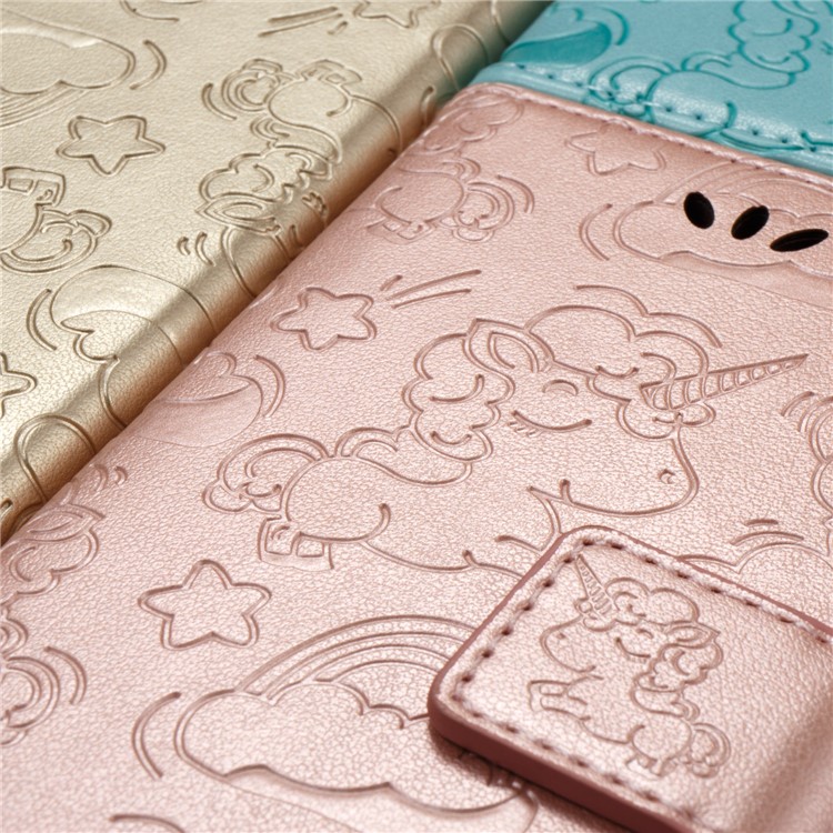 Imprint Unicorn Cloud Wallet Leather Shell for Samsung Galaxy J3 (2017) EU Version / J3 Pro (2017) - Rose Gold-2
