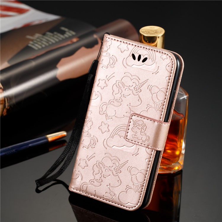 Imprint Unicorn Cloud Wallet Leather Shell for Samsung Galaxy J3 (2017) EU Version / J3 Pro (2017) - Rose Gold-5