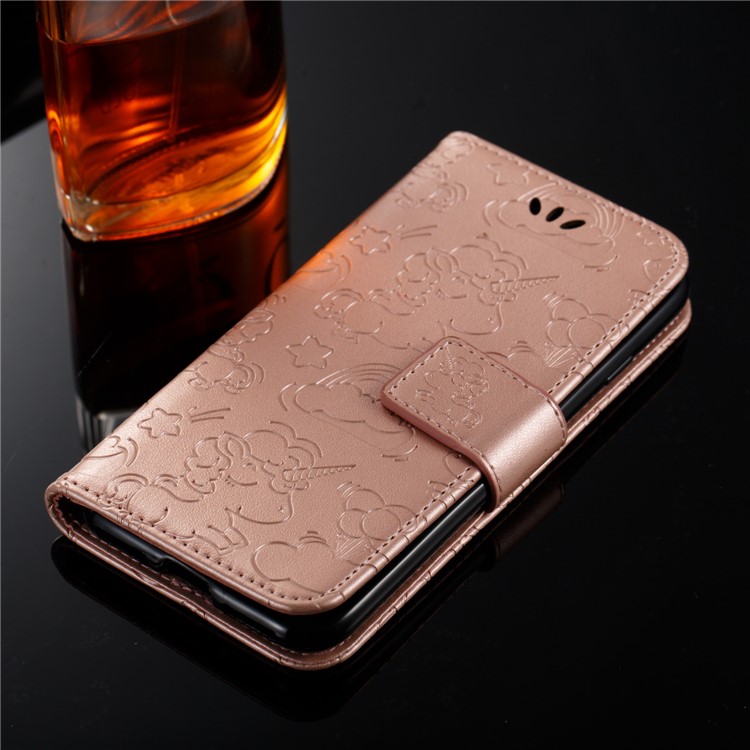 Imprint Unicorn Cloud Wallet Leather Shell for Samsung Galaxy J3 (2017) EU Version / J3 Pro (2017) - Rose Gold-6