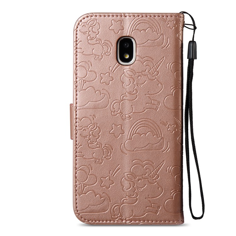 Imprint Unicorn Cloud Wallet Leather Shell for Samsung Galaxy J3 (2017) EU Version / J3 Pro (2017) - Rose Gold-8