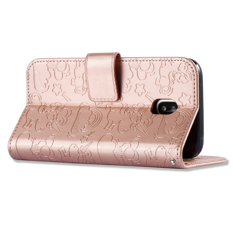 Imprint Unicorn Cloud Wallet Leather Shell for Samsung Galaxy J3 (2017) EU Version / J3 Pro (2017) - Rose Gold-9