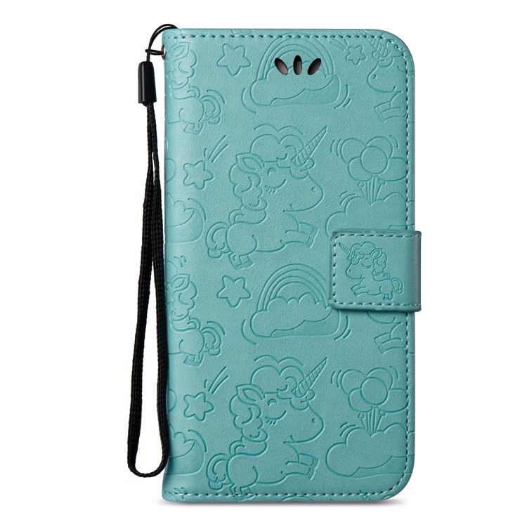 Imprint Unicorn Cloud Stand Leather Mobile Case for Samsung Galaxy J3 (2017) EU Version / J3 Pro (2017) - Cyan-3