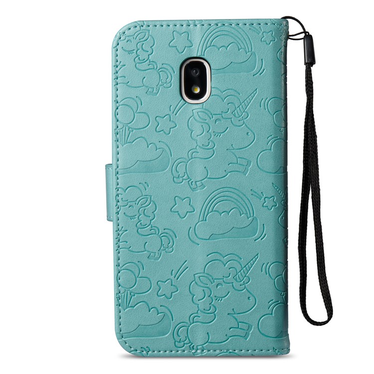 Imprint Unicorn Cloud Stand Leather Mobile Case for Samsung Galaxy J3 (2017) EU Version / J3 Pro (2017) - Cyan-4