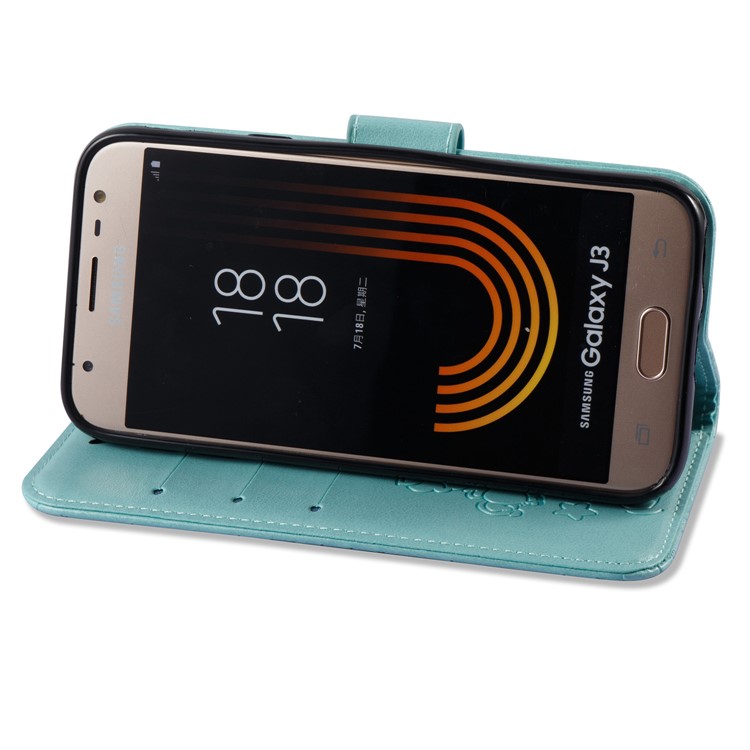 Imprint Unicorn Cloud Stand Leather Mobile Case for Samsung Galaxy J3 (2017) EU Version / J3 Pro (2017) - Cyan-6