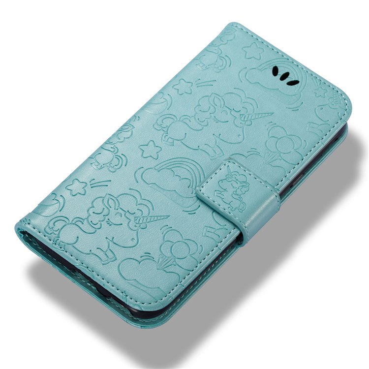 Imprint Unicorn Cloud Stand Leather Mobile Case for Samsung Galaxy J3 (2017) EU Version / J3 Pro (2017) - Cyan-7