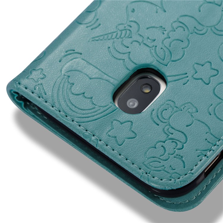 Imprint Unicorn Cloud Stand Leather Mobile Case for Samsung Galaxy J3 (2017) EU Version / J3 Pro (2017) - Cyan-8