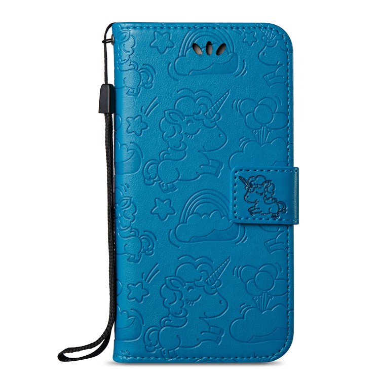 Imprint Unicorn Cloud Protective Leather Mobile Cover for Samsung Galaxy J3 (2017) EU Version / J3 Pro (2017) - Blue-2