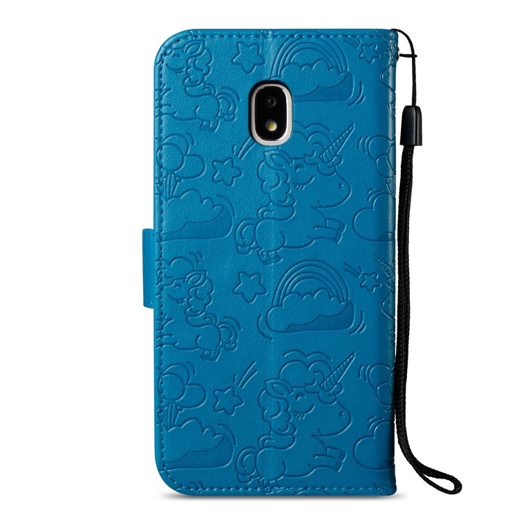 Imprint Unicorn Cloud Protective Leather Mobile Cover for Samsung Galaxy J3 (2017) EU Version / J3 Pro (2017) - Blue-3