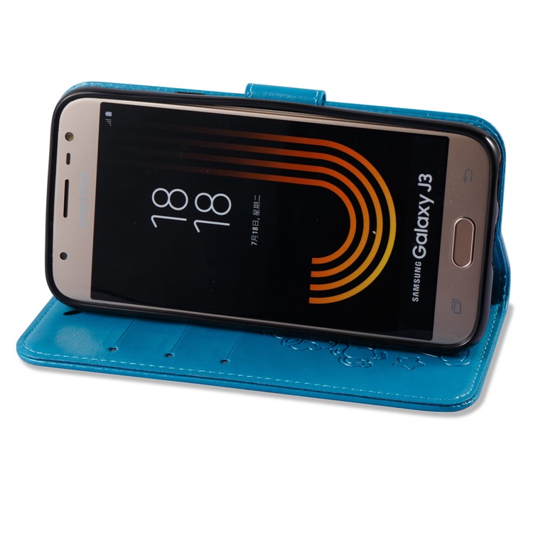 Imprint Unicorn Cloud Protective Leather Mobile Cover for Samsung Galaxy J3 (2017) EU Version / J3 Pro (2017) - Blue-5