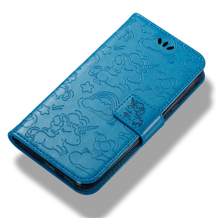 Imprint Unicorn Cloud Protective Leather Mobile Cover for Samsung Galaxy J3 (2017) EU Version / J3 Pro (2017) - Blue-6