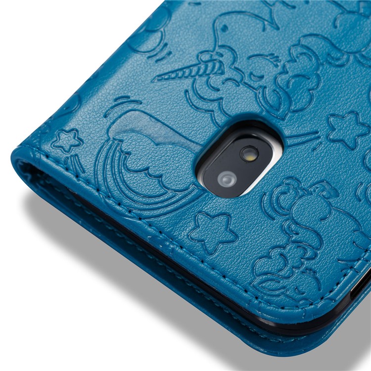 Imprint Unicorn Cloud Protective Leather Mobile Cover for Samsung Galaxy J3 (2017) EU Version / J3 Pro (2017) - Blue-7