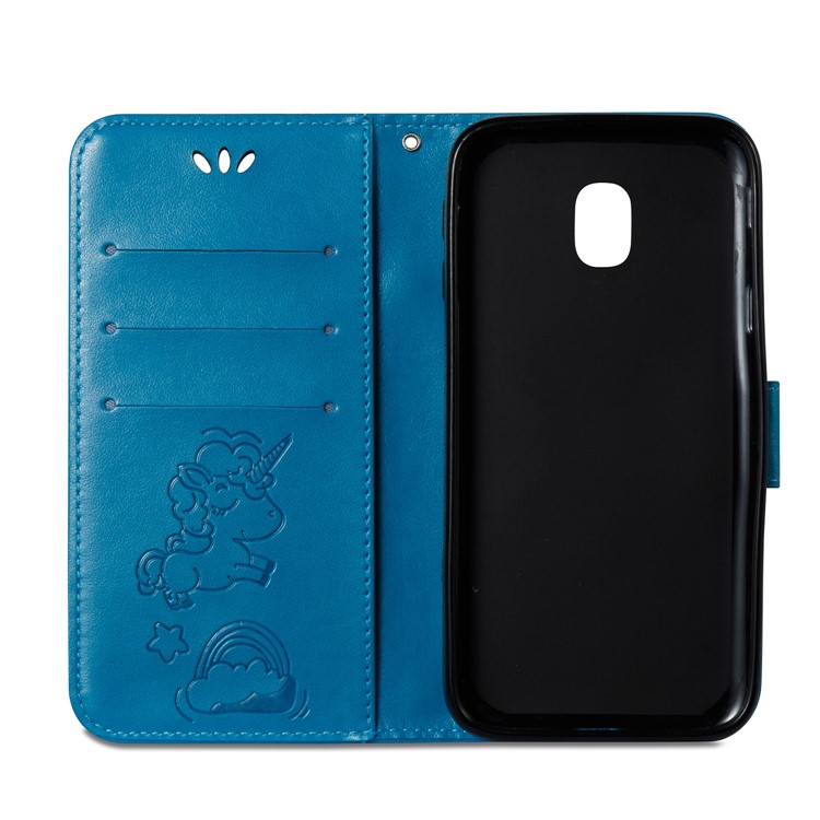 Imprint Unicorn Cloud Protective Leather Mobile Cover for Samsung Galaxy J3 (2017) EU Version / J3 Pro (2017) - Blue-8