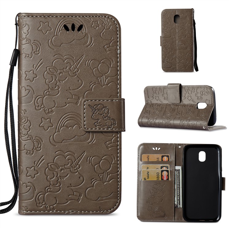 Imprint Unicorn Cloud Wallet Stand Leather Casing for Samsung Galaxy J5 (2017) EU Version / J5 Pro (2017) - Brown-1