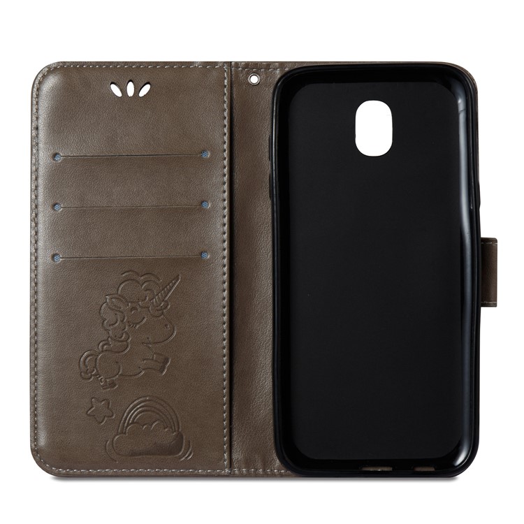 Imprint Unicorn Cloud Wallet Stand Leather Casing for Samsung Galaxy J5 (2017) EU Version / J5 Pro (2017) - Brown-9