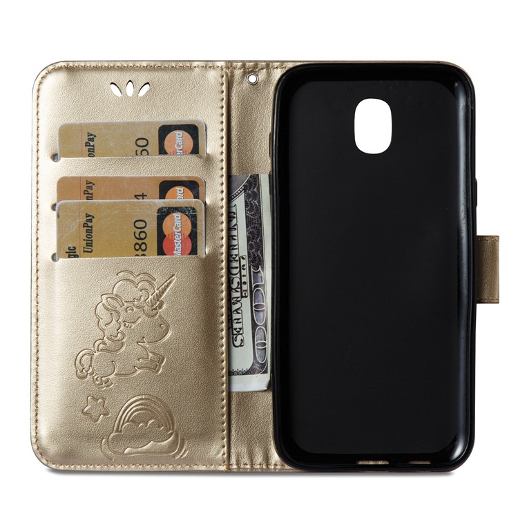 Imprint Unicorn Cloud Wallet Stand Leather Flip Case for Samsung Galaxy J5 (2017) EU Version / J5 Pro (2017) - Gold-10