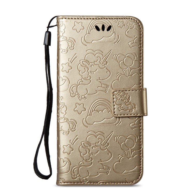 Imprint Unicorn Cloud Wallet Stand Leather Flip Case for Samsung Galaxy J5 (2017) EU Version / J5 Pro (2017) - Gold-3