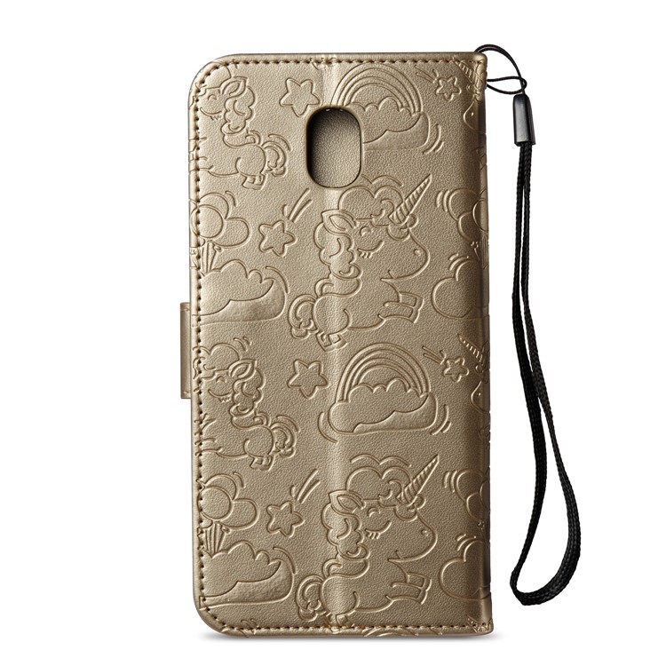 Imprint Unicorn Cloud Wallet Stand Leather Flip Case for Samsung Galaxy J5 (2017) EU Version / J5 Pro (2017) - Gold-4