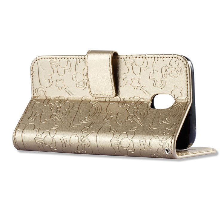 Imprint Unicorn Cloud Wallet Stand Leather Flip Case for Samsung Galaxy J5 (2017) EU Version / J5 Pro (2017) - Gold-5