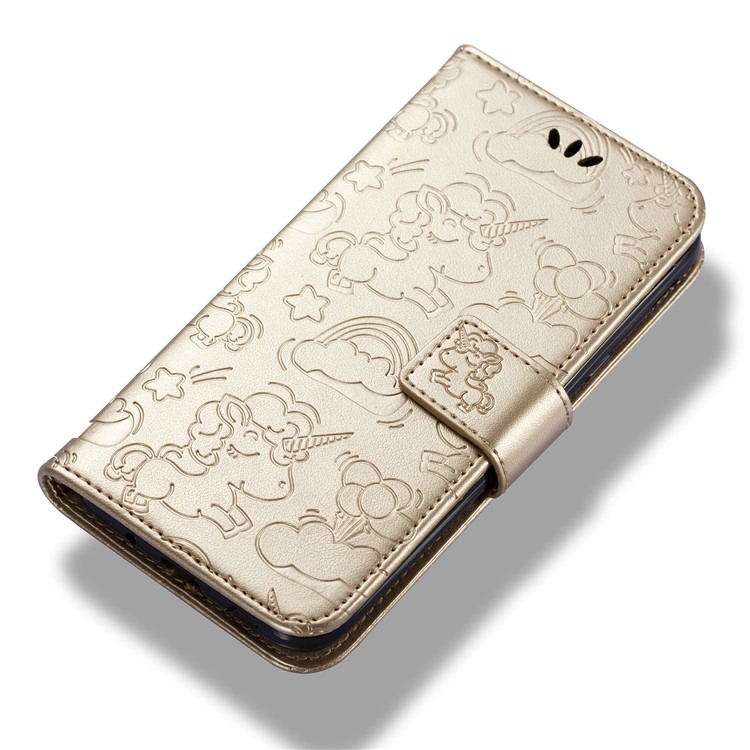Imprint Unicorn Cloud Wallet Stand Leather Flip Case for Samsung Galaxy J5 (2017) EU Version / J5 Pro (2017) - Gold-7