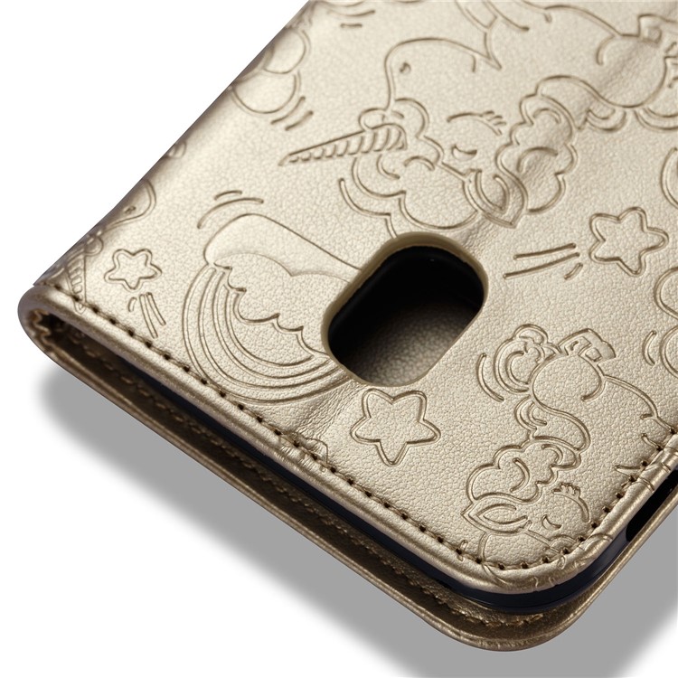 Imprint Unicorn Cloud Wallet Stand Leather Flip Case for Samsung Galaxy J5 (2017) EU Version / J5 Pro (2017) - Gold-8