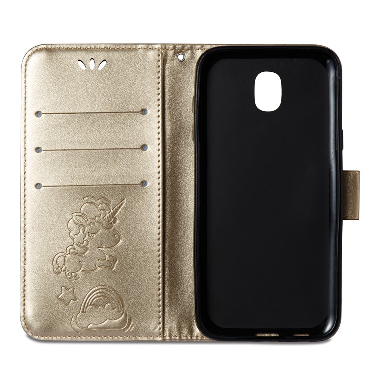 Imprint Unicorn Cloud Wallet Stand Leather Flip Case for Samsung Galaxy J5 (2017) EU Version / J5 Pro (2017) - Gold-9