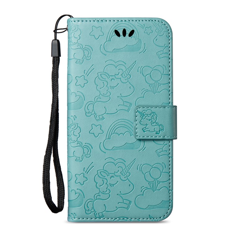 Imprint Unicorn Cloud Wallet Stand Leather Protective Folio Cover for Samsung Galaxy J5 (2017) EU Version / J5 Pro (2017) - Cyan-3