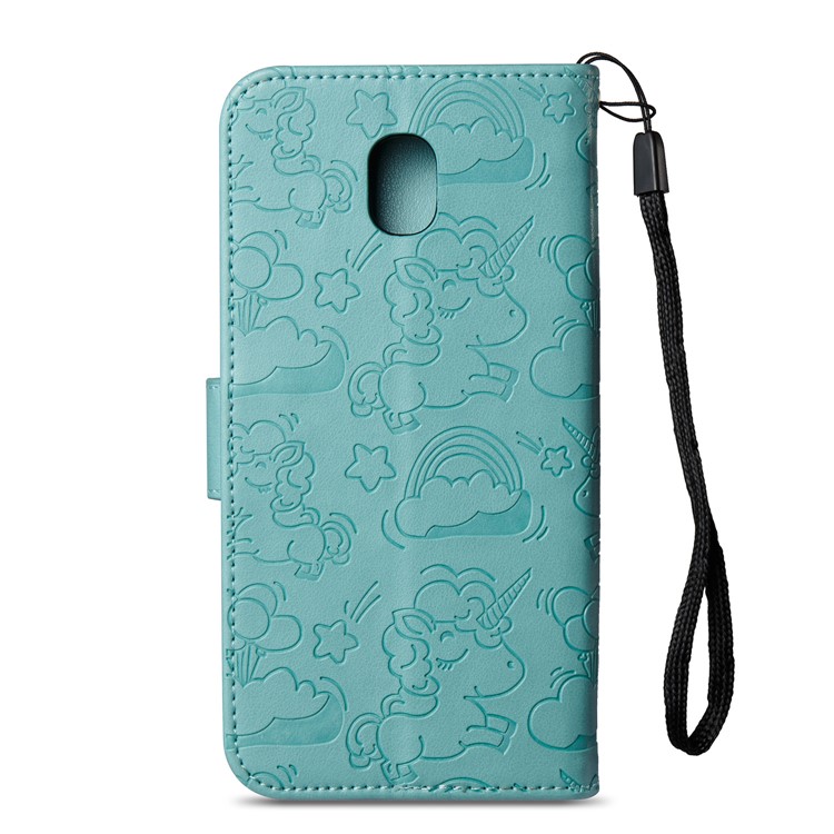 Imprint Unicorn Cloud Wallet Stand Leather Protective Folio Cover for Samsung Galaxy J5 (2017) EU Version / J5 Pro (2017) - Cyan-4