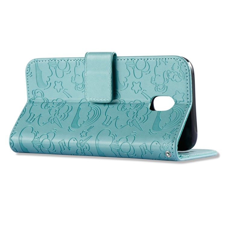 Imprint Unicorn Cloud Wallet Stand Leather Protective Folio Cover for Samsung Galaxy J5 (2017) EU Version / J5 Pro (2017) - Cyan-5