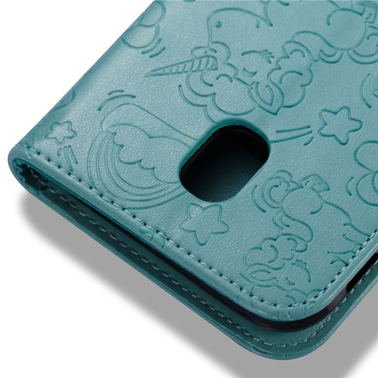 Imprint Unicorn Cloud Wallet Stand Leather Protective Folio Cover for Samsung Galaxy J5 (2017) EU Version / J5 Pro (2017) - Cyan-8