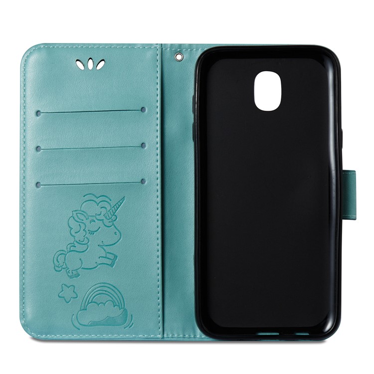 Imprint Unicorn Cloud Wallet Stand Leather Protective Folio Cover for Samsung Galaxy J5 (2017) EU Version / J5 Pro (2017) - Cyan-9