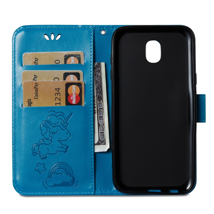 Imprint Unicorn Cloud Wallet Stand Leather Case Shell for Samsung Galaxy J5 (2017) EU Version / J5 Pro (2017) - Blue-10