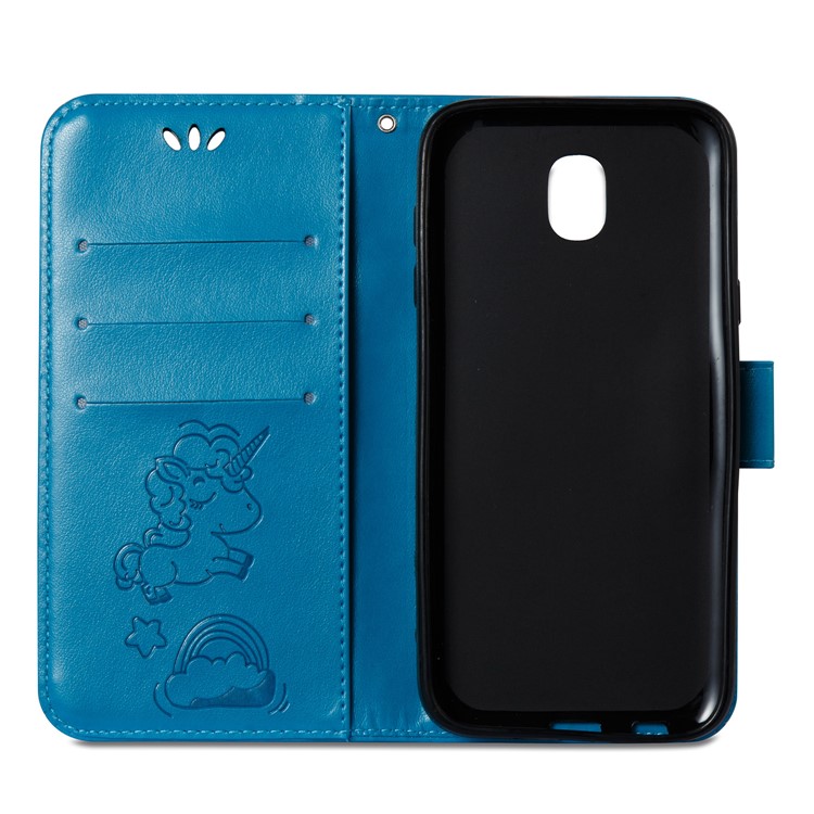 Imprint Unicorn Cloud Wallet Stand Leather Case Shell for Samsung Galaxy J5 (2017) EU Version / J5 Pro (2017) - Blue-9