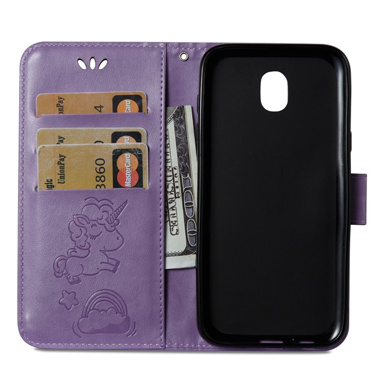 Imprint Unicorn Cloud Wallet Leather Cover with Stand for Samsung Galaxy J5 (2017) EU Version / J5 Pro (2017) - Purple-10