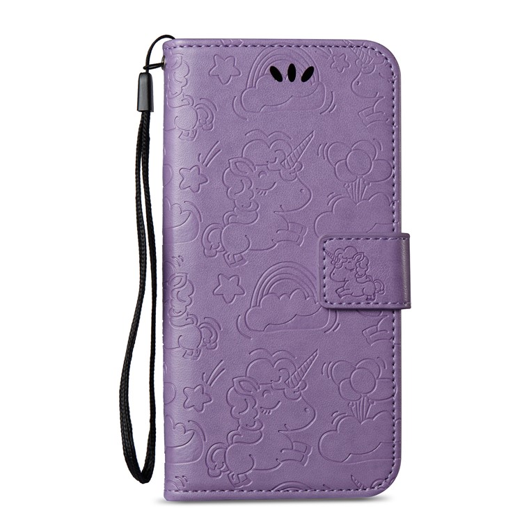 Imprint Unicorn Cloud Wallet Leather Cover with Stand for Samsung Galaxy J5 (2017) EU Version / J5 Pro (2017) - Purple-3