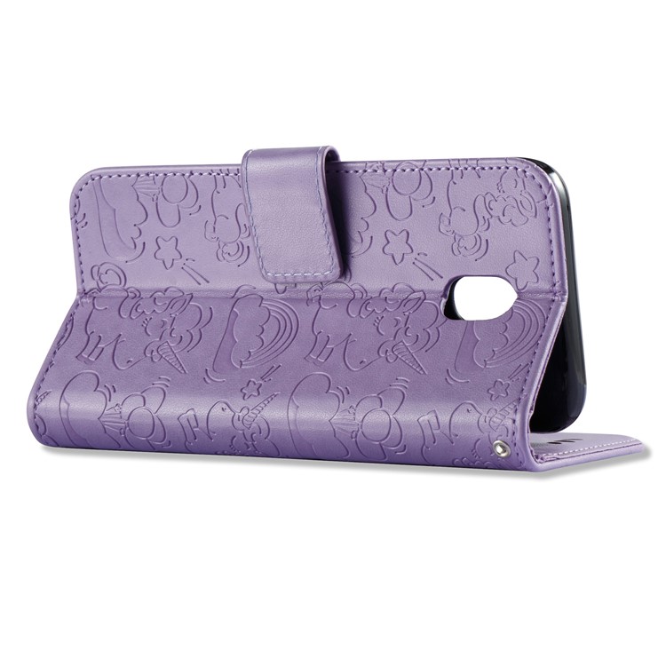Imprint Unicorn Cloud Wallet Leather Cover with Stand for Samsung Galaxy J5 (2017) EU Version / J5 Pro (2017) - Purple-5