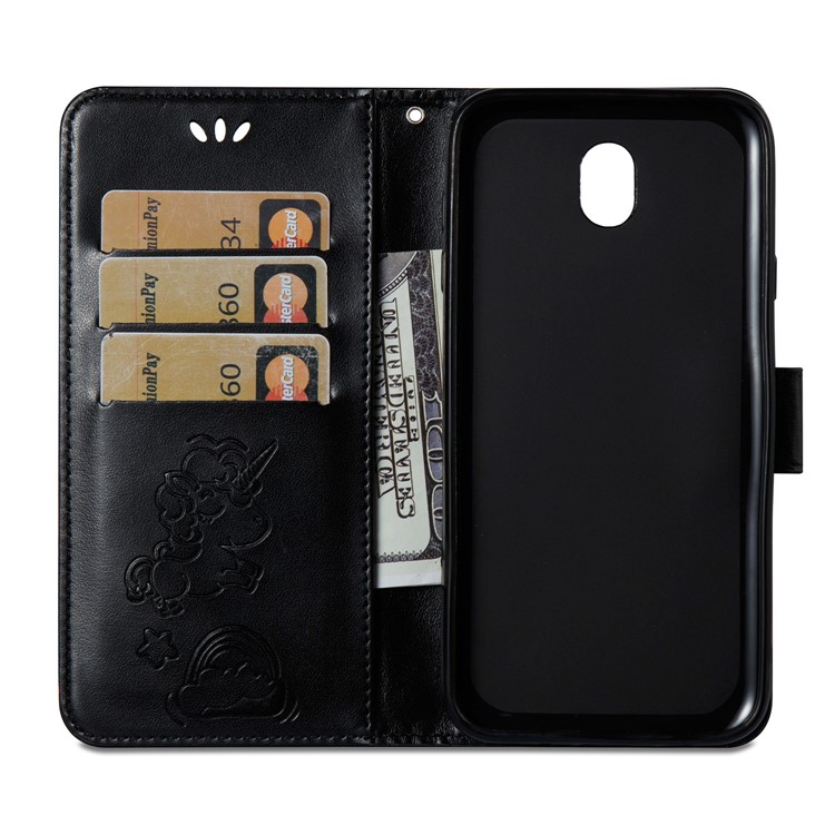 Imprinted Unicorn Pattern Leather Wallet Case for Samsung Galaxy J7 (2017) EU Version / J7 Pro (2017) - Black-10