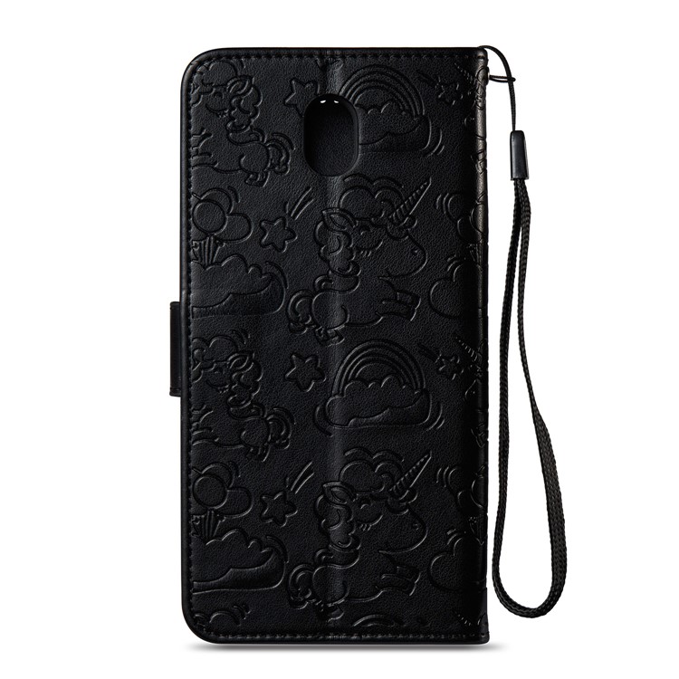 Imprinted Unicorn Pattern Leather Wallet Case for Samsung Galaxy J7 (2017) EU Version / J7 Pro (2017) - Black-4