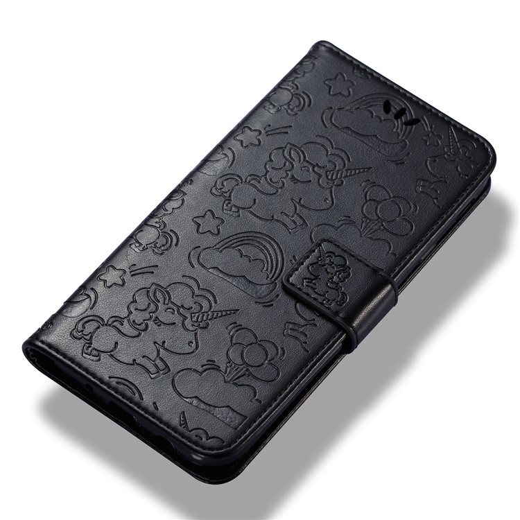 Imprinted Unicorn Pattern Leather Wallet Case for Samsung Galaxy J7 (2017) EU Version / J7 Pro (2017) - Black-7