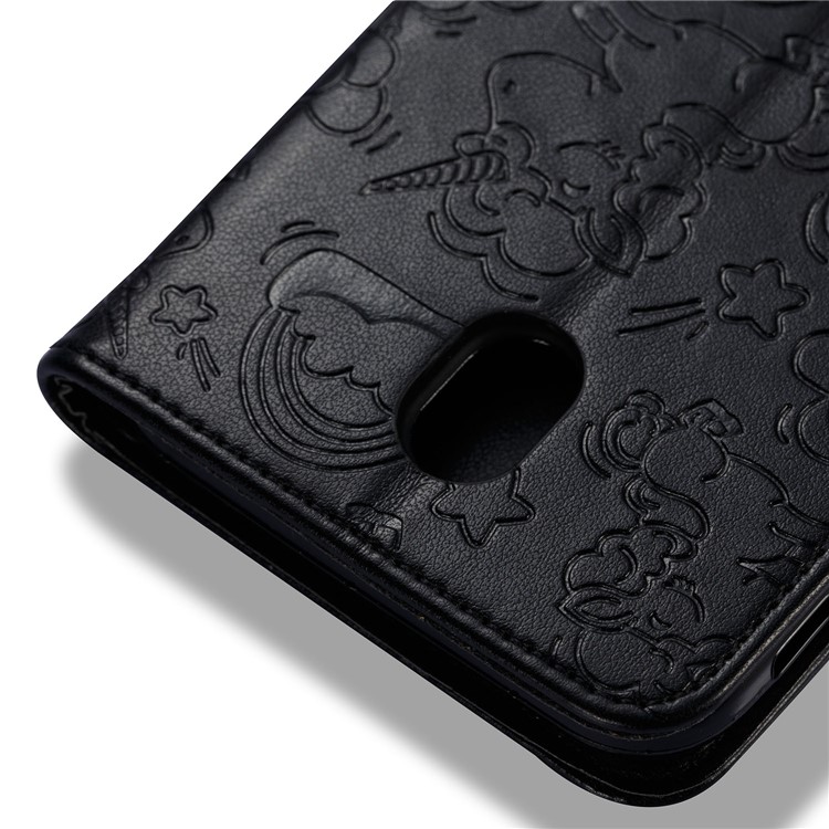 Imprinted Unicorn Pattern Leather Wallet Case for Samsung Galaxy J7 (2017) EU Version / J7 Pro (2017) - Black-8