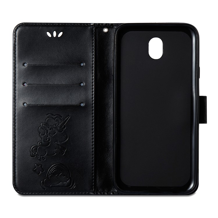 Imprinted Unicorn Pattern Leather Wallet Case for Samsung Galaxy J7 (2017) EU Version / J7 Pro (2017) - Black-9