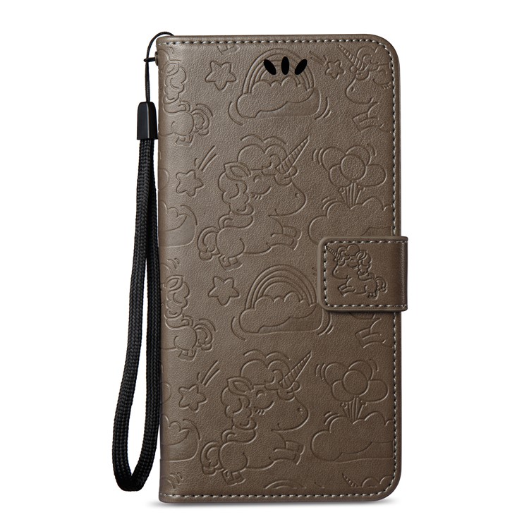 Imprinted Unicorn Pattern Leather Wallet Cover for Samsung Galaxy J7 (2017) EU Version / J7 Pro (2017) - Grey-3