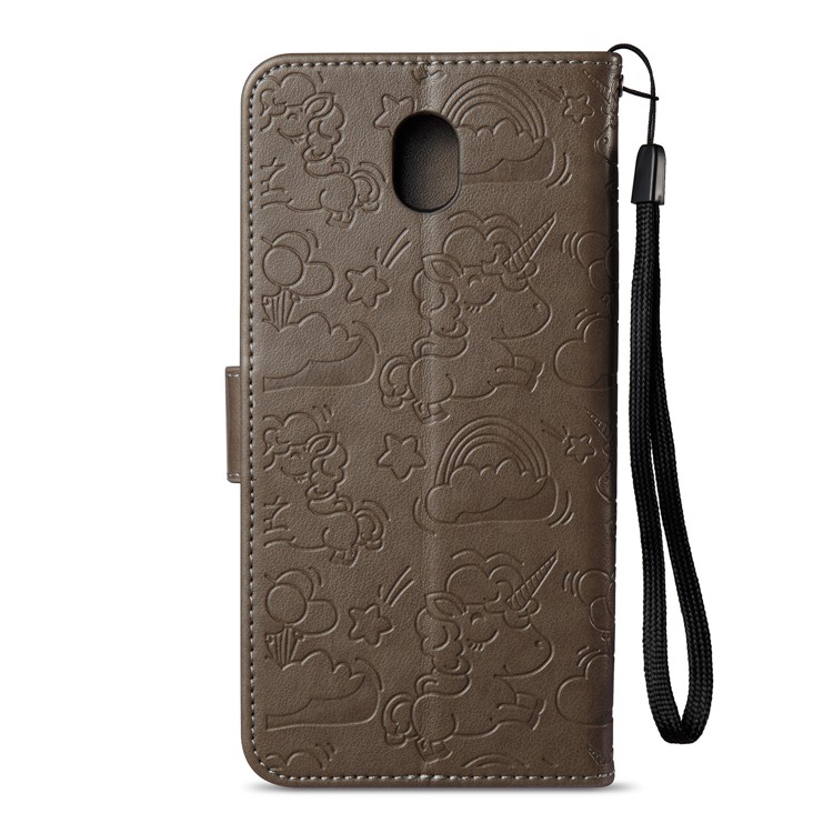 Imprinted Unicorn Pattern Leather Wallet Cover for Samsung Galaxy J7 (2017) EU Version / J7 Pro (2017) - Grey-4