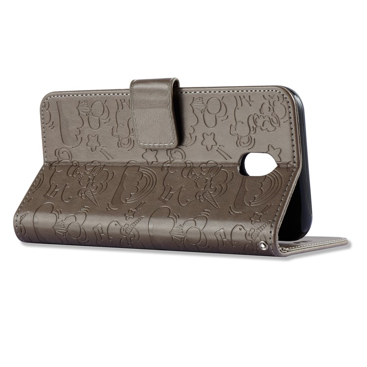 Imprinted Unicorn Pattern Leather Wallet Cover for Samsung Galaxy J7 (2017) EU Version / J7 Pro (2017) - Grey-5
