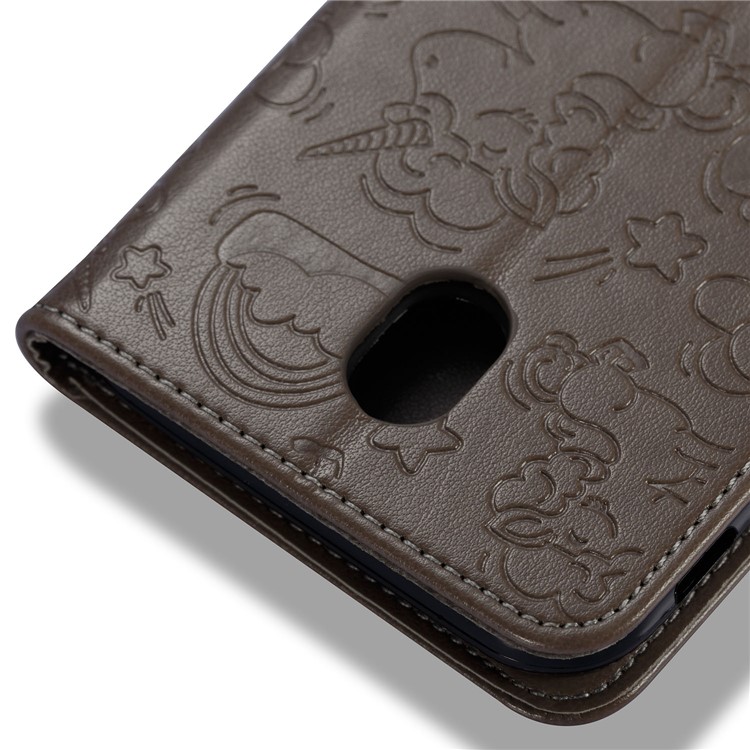 Imprinted Unicorn Pattern Leather Wallet Cover for Samsung Galaxy J7 (2017) EU Version / J7 Pro (2017) - Grey-8