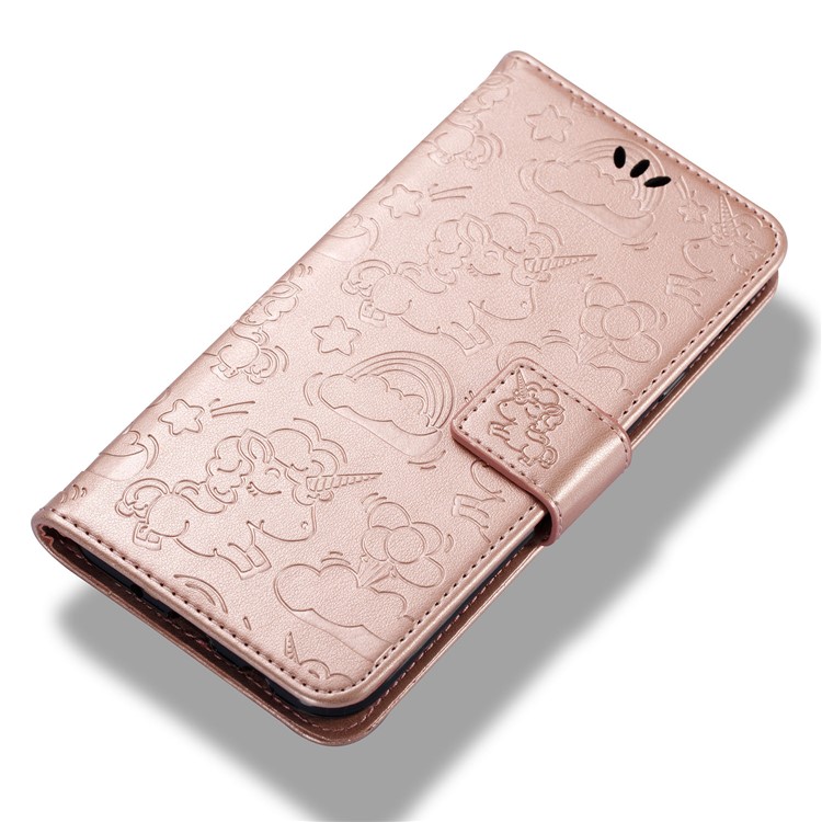 Imprinted Unicorn Pattern Leather Wallet Shell for Samsung Galaxy J7 (2017) EU Version / J7 Pro (2017) - Rose Gold-11